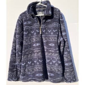 Alpine Sherpa 1/4 Zipper Black/Blue/Gray Pullover Size XL